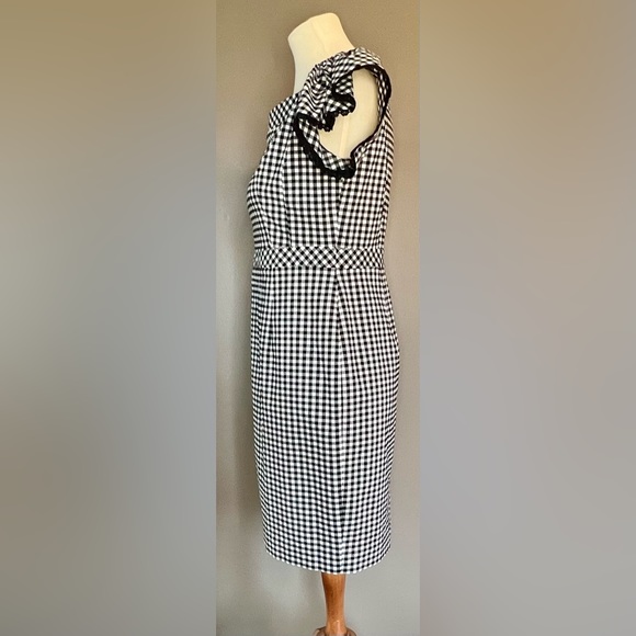 NANETTE LEPORE NWOT Off The Shoulder Black & White Gingham Dress Size 6 - Picture 5 of 9